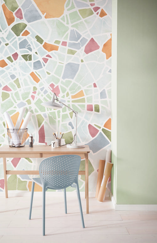 Fotobehang City Map 150x250cm Komar FLX3 063 Sfeer | Yourdecoration.nl