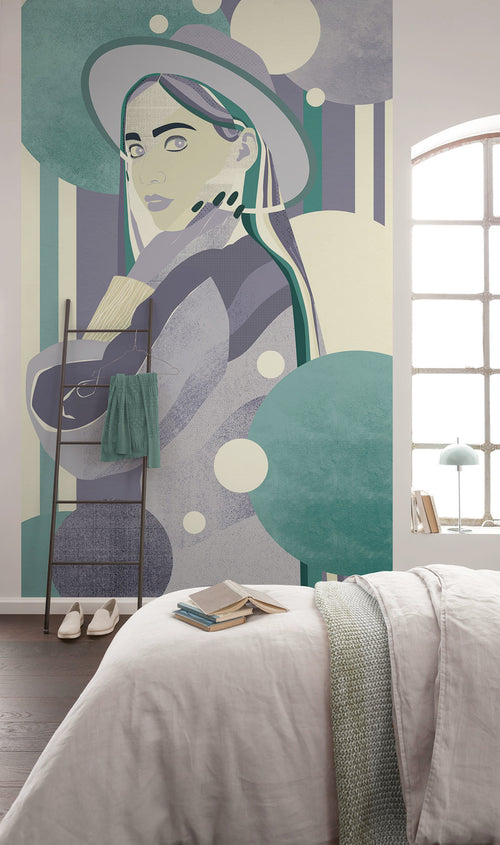 Fotobehang Woman Hat Color 150x250cm Komar FLX3 062 Sfeer | Yourdecoration.nl