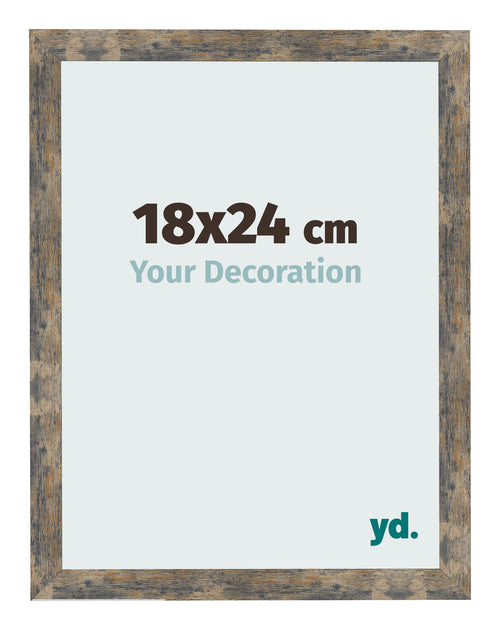 Fotolijst 18x24cm Blauw Goud Gemeleerd MDF Bologna Voorzijde Maat | Yourdecoration.nl