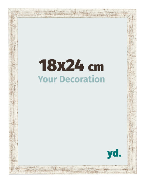 Fotolijst 18x24cm Wit Vintage MDF Bologna Voorzijde Maat | Yourdecoration.nl