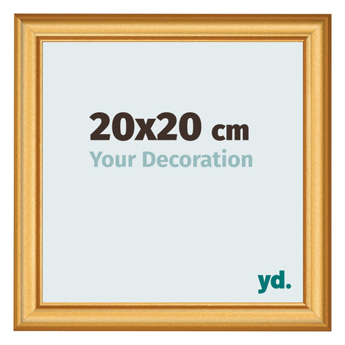 Fotolijst 20x20cm Goud Mat MDF Lazio Voorzijde Maat | Yourdecoration.nl