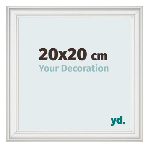 Fotolijst 20x20cm Wit Geveegd MDF Lazio Voorzijde Maat | Yourdecoration.nl