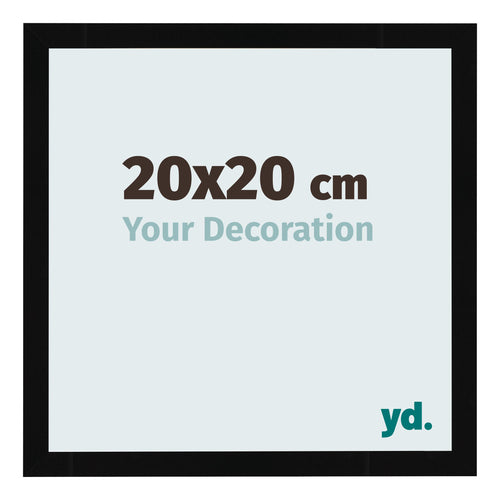 Fotolijst 20x20cm Zwart Hoogglans MDF Bologna Voorzijde Maat | Yourdecoration.nl