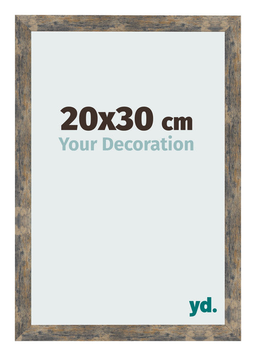 Fotolijst 20x30cm Blauw Goud Gemeleerd MDF Bologna Voorzijde Maat | Yourdecoration.nl