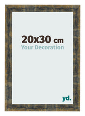 Fotolijst 20x30cm Blauw Goud Gemeleerd MDF Pisa Voorzijde Maat | Yourdecoration.nl