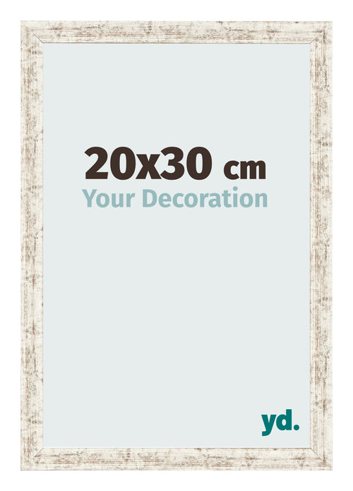 Fotolijst 20x30cm Wit Vintage MDF Bologna Voorzijde Maat | Yourdecoration.nl