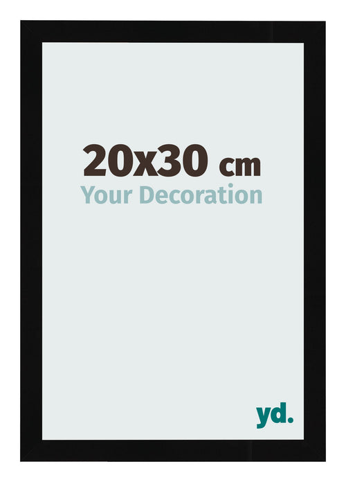 Fotolijst 20x30cm Zwart Hoogglans MDF Bologna Voorzijde Maat | Yourdecoration.nl