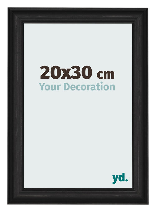Fotolijst 20x30cm Zwart Houtnerf MDF Lazio Voorzijde Maat | Yourdecoration.nl