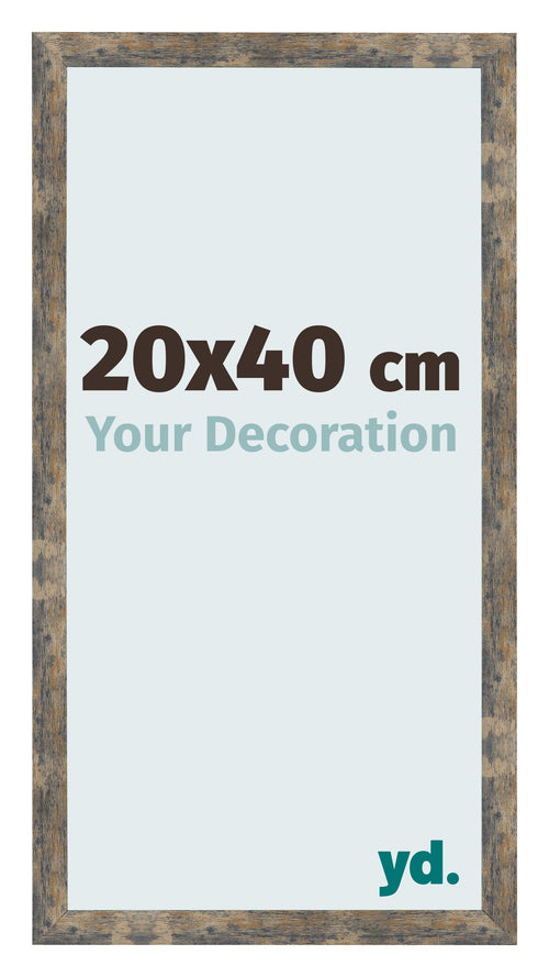 Fotolijst 20x40cm Blauw Goud Gemeleerd MDF Bologna Voorzijde Maat | Yourdecoration.nl