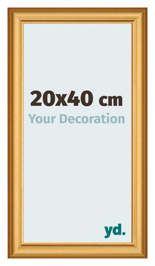 Fotolijst 20x40cm Goud Mat MDF Lazio Voorzijde Maat | Yourdecoration.nl