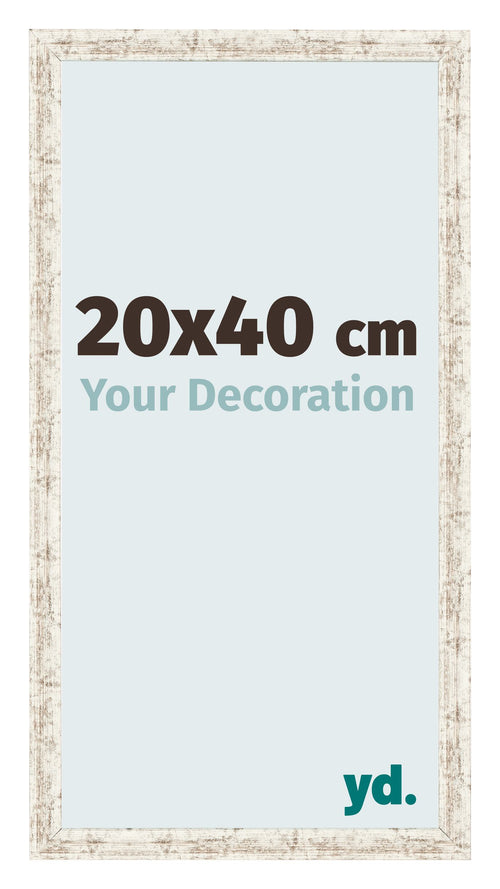 Fotolijst 20x40cm Wit Vintage MDF Bologna Voorzijde Maat | Yourdecoration.nl