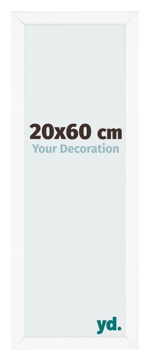 Fotolijst 20x60 cm Wit Mat MDF Bologna Voorzijde Maat | Yourdecoration.nl