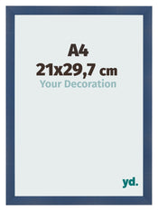 Fotolijst 21x29 7cm A4 Donkerblauw Geveegd MDF Pisa Voorzijde Maat | Yourdecoration.nl