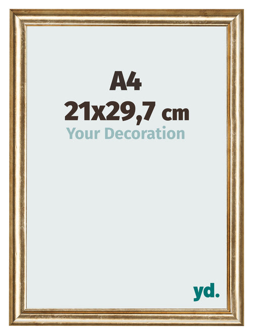 Fotolijst 21x29 7cm A4 Goud Antiek MDF Lazio Voorzijde Maat | Yourdecoration.nl