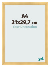 Fotolijst 21x29 7cm A4 Goud Mat MDF Pisa Voorzijde Maat | Yourdecoration.nl