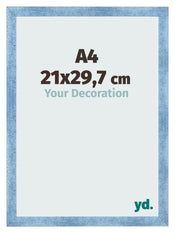Fotolijst 21x29 7cm A4 Helder Blauw Geveegd MDF Pisa Voorzijde Maat | Yourdecoration.nl