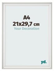 Fotolijst 21x29 7cm A4 Wit Geveegd MDF Lazio Voorzijde Maat | Yourdecoration.nl