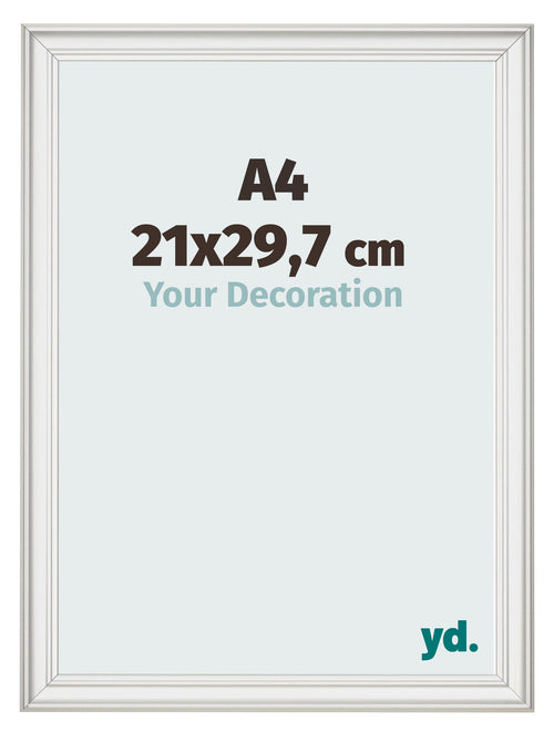 Fotolijst 21x29 7cm A4 Wit Geveegd MDF Lazio Voorzijde Maat | Yourdecoration.nl
