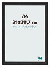 Fotolijst 21x29 7cm A4 Zwart Houtnerf MDF Lazio Voorzijde Maat | Yourdecoration.nl
