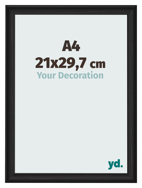 Fotolijst 21x29 7cm A4 Zwart Houtnerf MDF Lazio Voorzijde Maat | Yourdecoration.nl