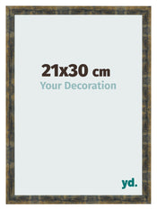 Fotolijst 21x30cm Blauw Goud Gemeleerd MDF Pisa Voorzijde Maat | Yourdecoration.nl