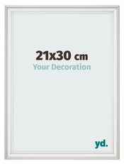 Fotolijst 21x30cm Wit Geveegd MDF Lazio Voorzijde Maat | Yourdecoration.nl