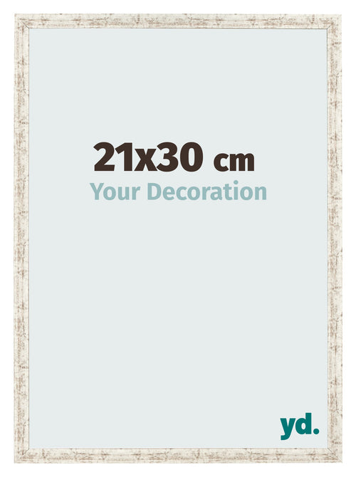 Fotolijst 21x30cm Wit Vintage MDF Bologna Voorzijde Maat | Yourdecoration.nl