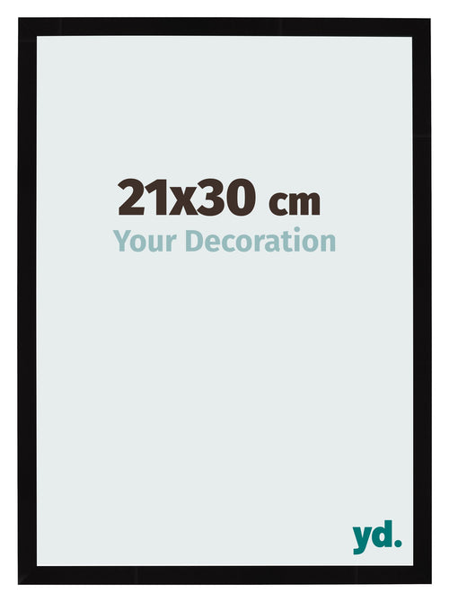 Fotolijst 21x30cm Zwart Hoogglans MDF Bologna Voorzijde Maat | Yourdecoration.nl