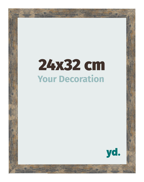 Fotolijst 24x32cm Blauw Goud Gemeleerd MDF Bologna Voorzijde Maat | Yourdecoration.nl
