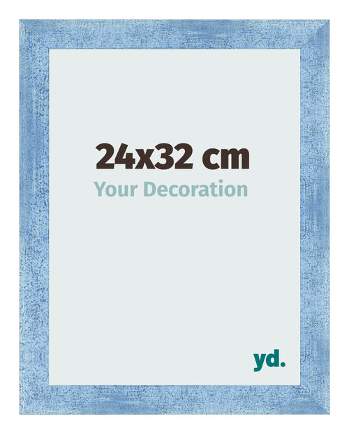 Fotolijst 24x32cm Helder Blauw Geveegd MDF Pisa Voorzijde Maat | Yourdecoration.nl