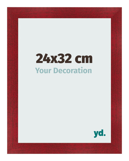 Fotolijst 24x32cm Wijnrood Geveegd MDF Pisa Voorzijde Maat | Yourdecoration.nl
