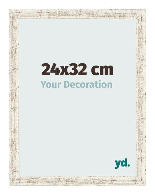 Fotolijst 24x32cm Wit Vintage MDF Bologna Voorzijde Maat | Yourdecoration.nl