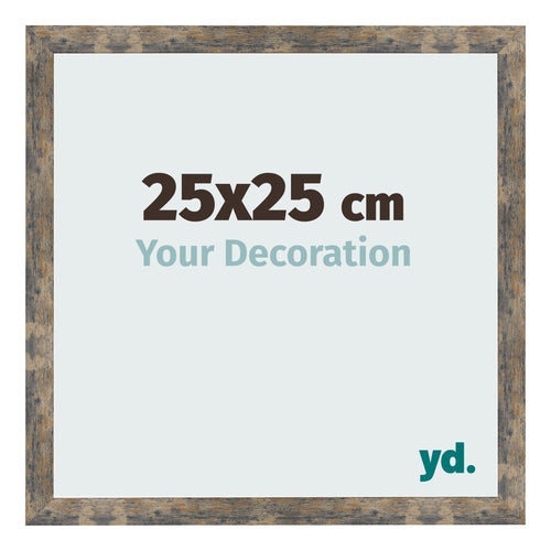 Fotolijst 25x25cm Blauw Goud Gemeleerd MDF Bologna Voorzijde Maat | Yourdecoration.nl