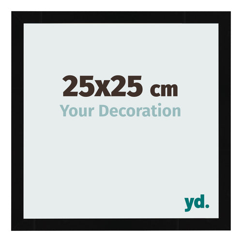 Fotolijst 25x25cm Zwart Hoogglans MDF Bologna Voorzijde Maat | Yourdecoration.nl