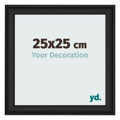 Fotolijst 25x25cm Zwart Houtnerf MDF Lazio Voorzijde Maat | Yourdecoration.nl