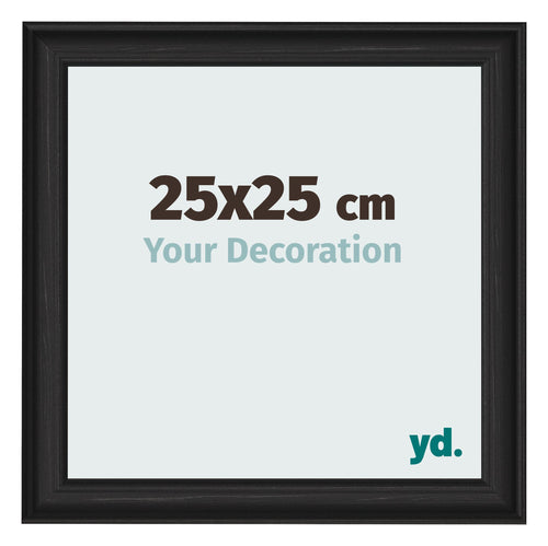 Fotolijst 25x25cm Zwart Houtnerf MDF Lazio Voorzijde Maat | Yourdecoration.nl
