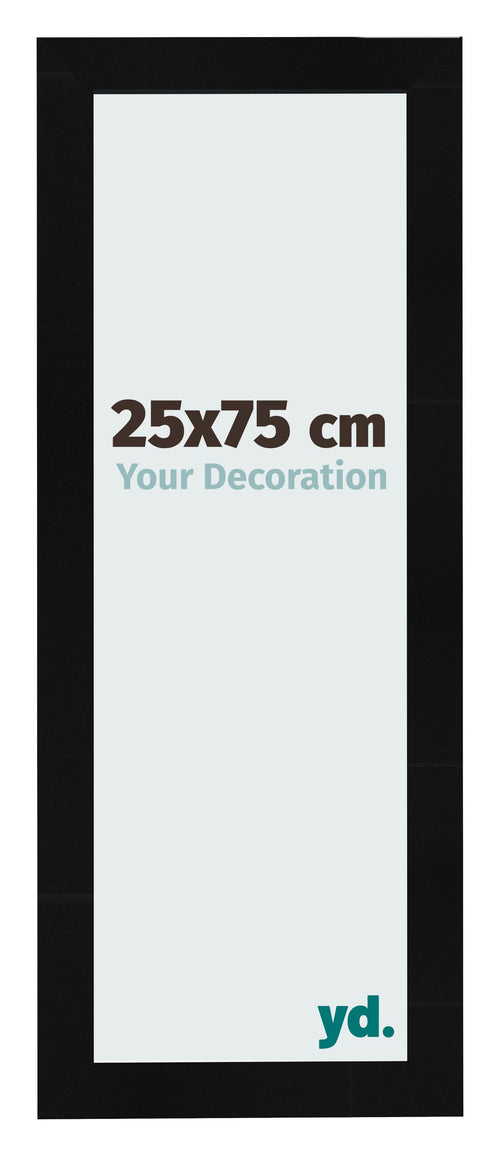 Fotolijst 25x75cm Zwart Hoogglans MDF Pisa Voorzijde Maat | Yourdecoration.nl