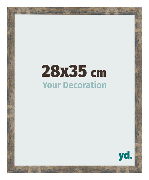 Fotolijst 28x35cm Blauw Goud Gemeleerd MDF Bologna Voorzijde Maat | Yourdecoration.nl