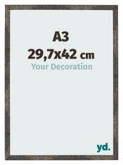 Fotolijst 29 7x42 cm A3 Geoxideerd Metaal MDF Bologna Voorzijde Maat | Yourdecoration.nl