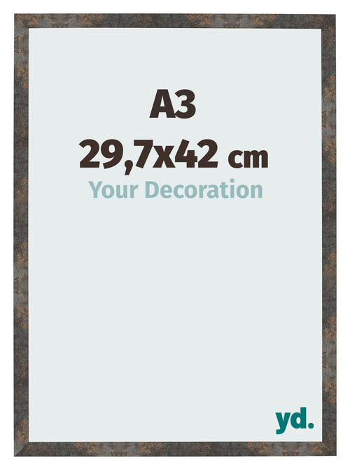Fotolijst 29 7x42 cm A3 Geoxideerd Metaal MDF Bologna Voorzijde Maat | Yourdecoration.nl