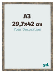 Fotolijst 29 7x42cm A3 Blauw Goud Gemeleerd MDF Bologna Voorzijde Maat | Yourdecoration.nl