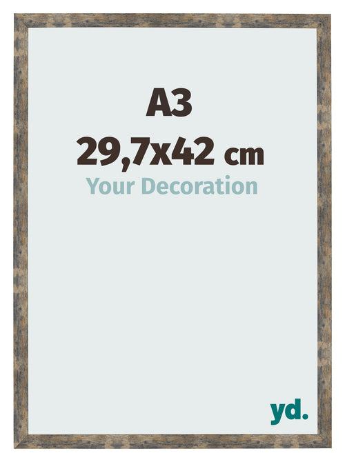 Fotolijst 29 7x42cm A3 Blauw Goud Gemeleerd MDF Bologna Voorzijde Maat | Yourdecoration.nl