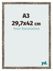 Fotolijst 29 7x42cm A3 Blauw Goud Gemeleerd MDF Bologna Voorzijde Maat | Yourdecoration.nl