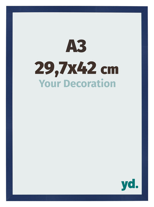 Fotolijst 29 7x42cm A3 Donkerblauw Geveegd MDF Bologna Voorzijde Maat | Yourdecoration.nl