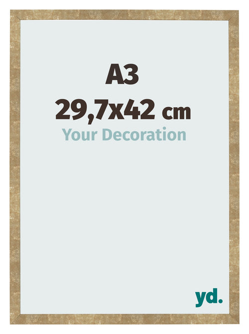 Fotolijst 29 7x42cm A3 Goud Antiek MDF Bologna Voorzijde Maat | Yourdecoration.nl