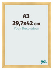 Fotolijst 29 7x42cm A3 Goud Mat MDF Pisa Voorzijde Maat | Yourdecoration.nl