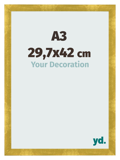 Fotolijst 29 7x42cm A3 Goud Vintage MDF Pisa Voorzijde Maat | Yourdecoration.nl