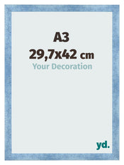 Fotolijst 29 7x42cm A3 Helder Blauw Geveegd MDF Pisa Voorzijde Maat | Yourdecoration.nl