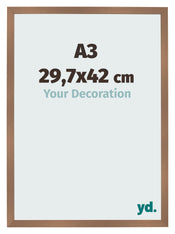 Fotolijst 29 7x42cm A3 Koper Decor MDF Bologna Voorzijde Maat | Yourdecoration.nl