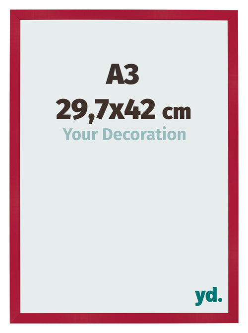 Fotolijst 29 7x42cm A3 Rood MDF Bologna Voorzijde Maat | Yourdecoration.nl